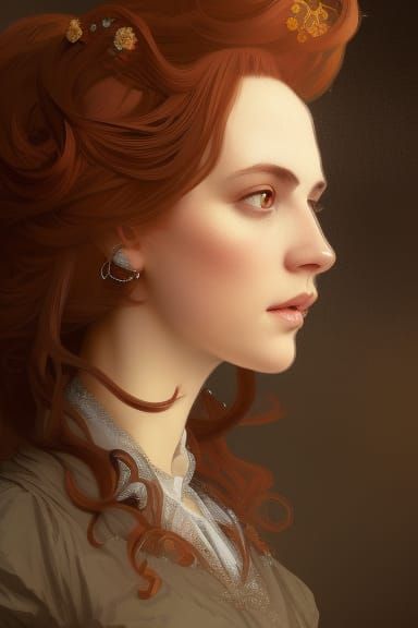Victorian Beauty Portrait with Auburn Hair