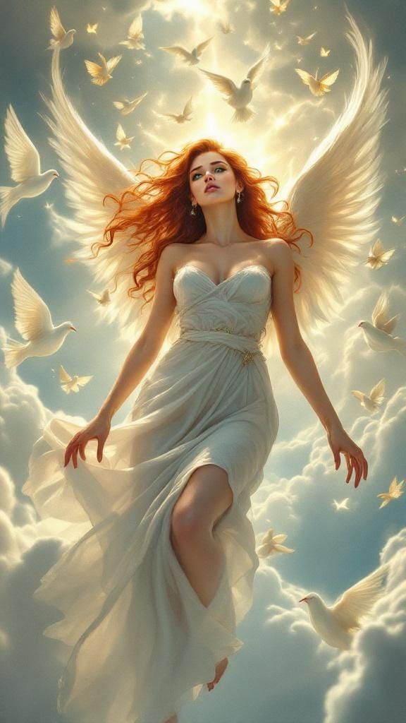 Ariel the Archangel in Heavenly Clouds