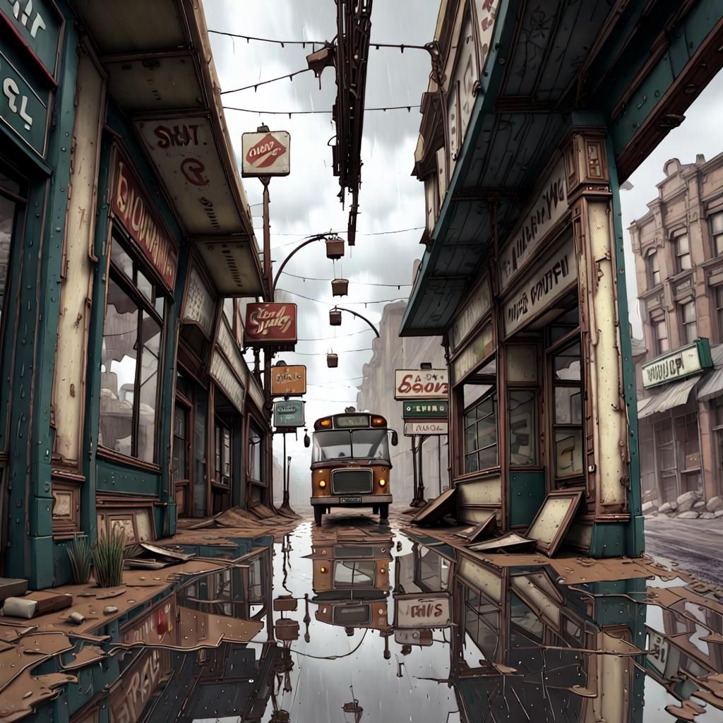 Abandoned Main Street in 3D Cinematic Style
