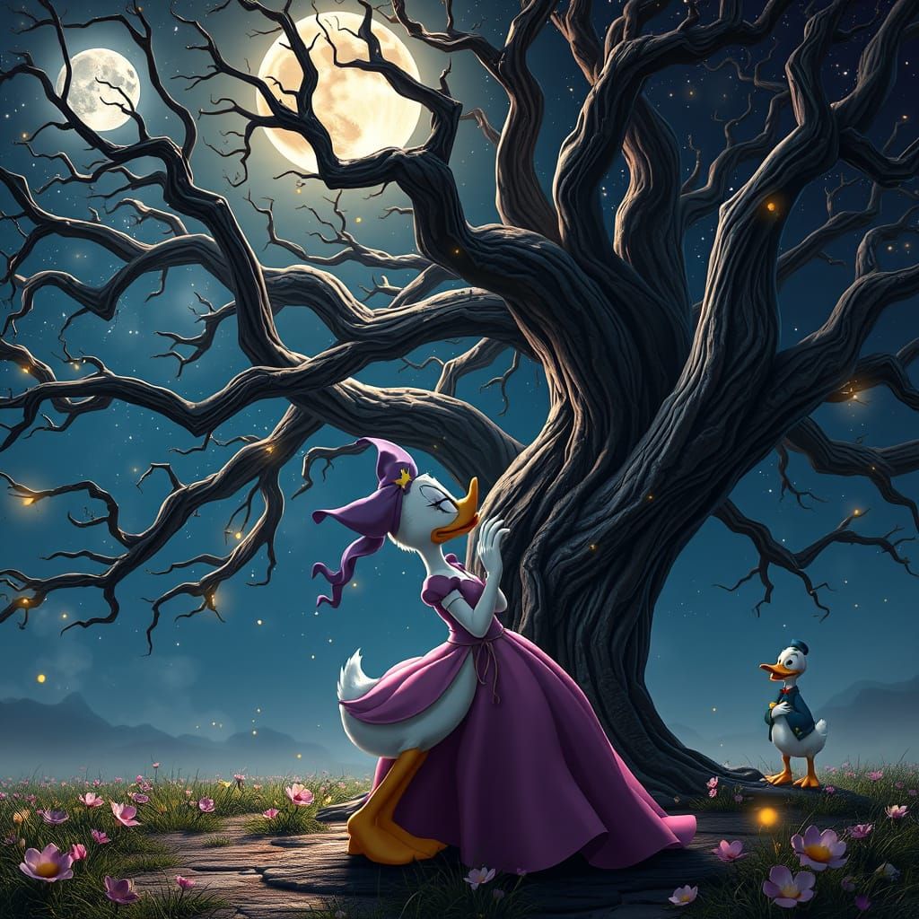 Romantic Moment Under Starry Night Sky