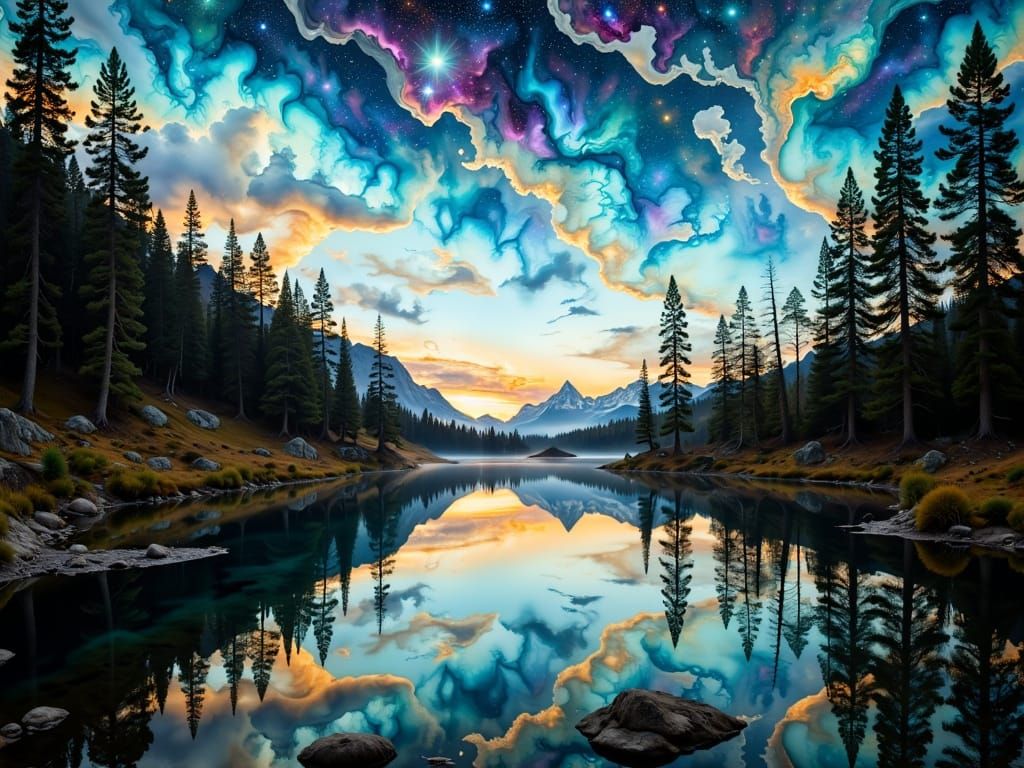 Mystical Highland Lake at Dusk