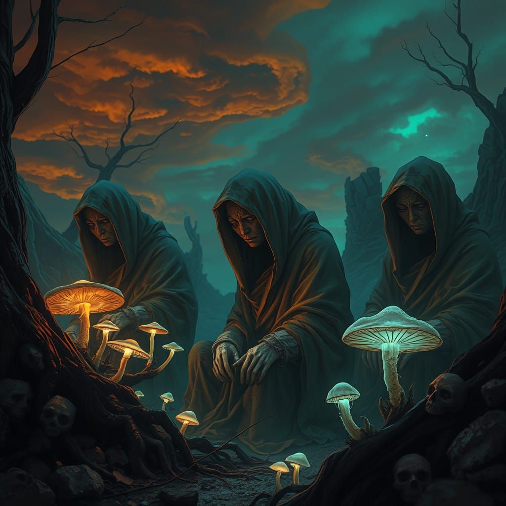 Mournful Figures in a Ruined Landscape