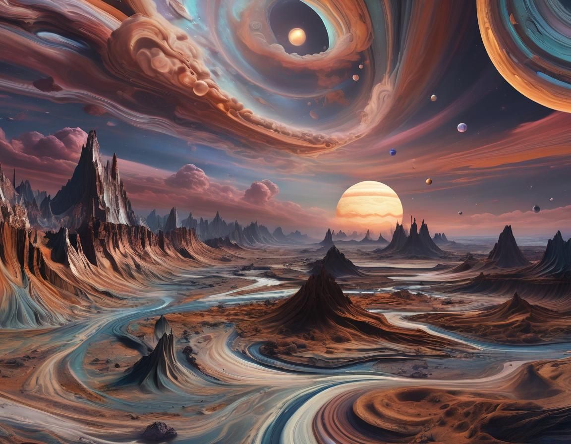 Surreal Jupiter Landscape in Art Deco Style