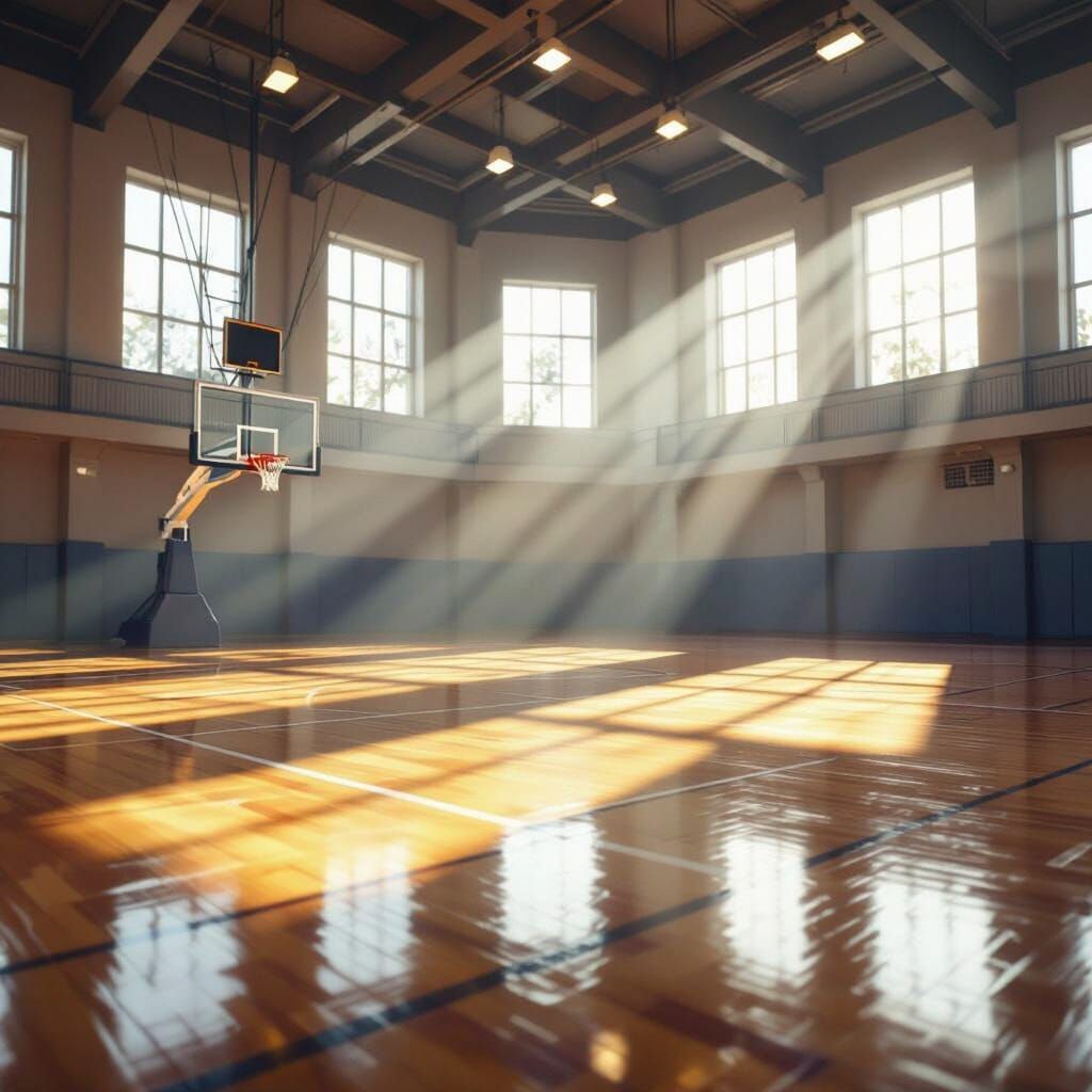 Bright Indoor Sports Court with Cinematic Lighting