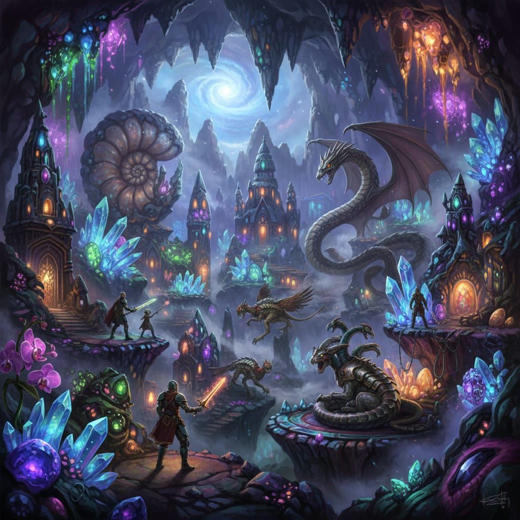 Fantasy RPG World: Crystal Caverns & Mythical Creatures