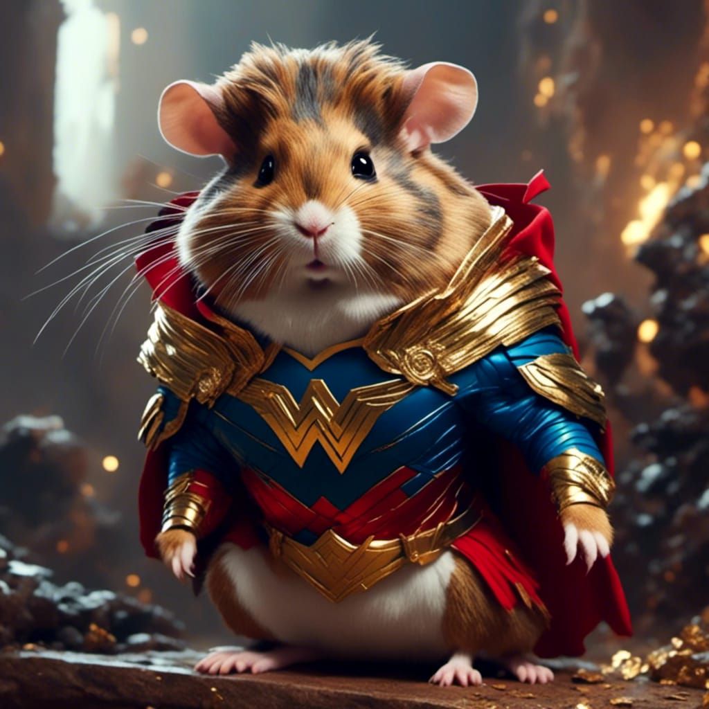Hamster as Wonder Woman Anime Concept Art