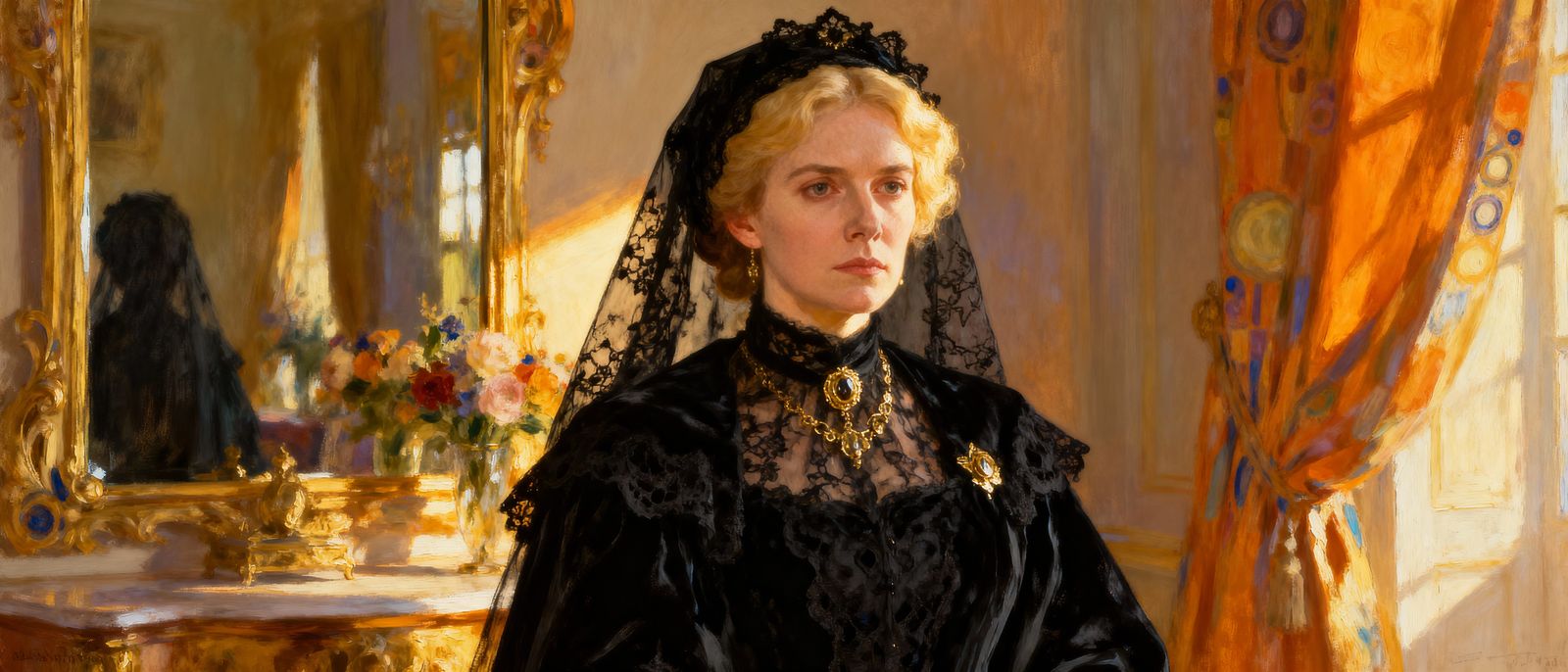Regal Portrait of a Courageous Widow in Golden Hour