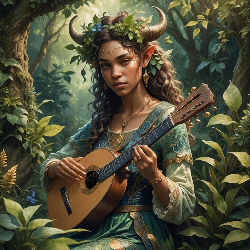 Ethereal Satyr Bard in Golden Hour Light