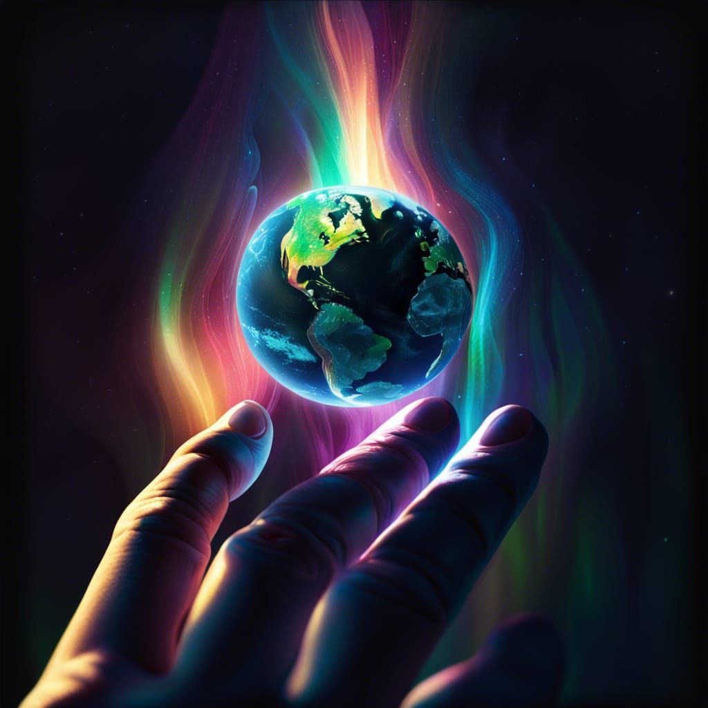 Earth Turns: Aurora Borealis in Impasto Style