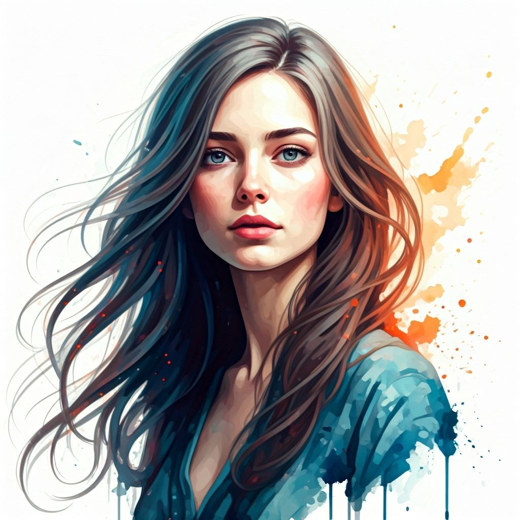 Ethereal Woman in Expressive Watercolor Style