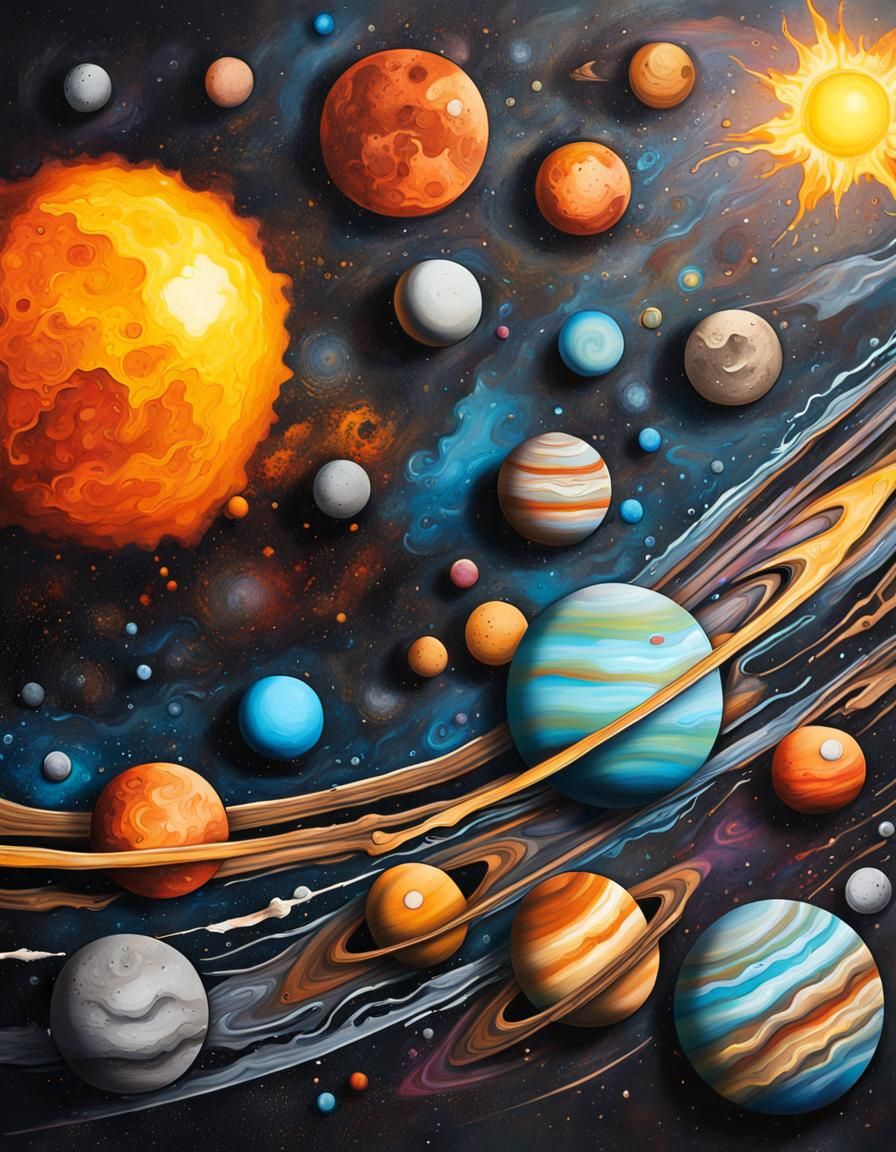 Colorful Solar System Graffiti Art in Street Style