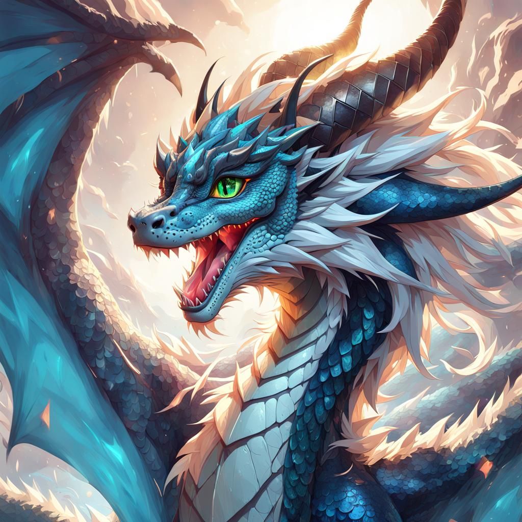 Anime Dragon Portrait with Hyper-Detailed Eyes