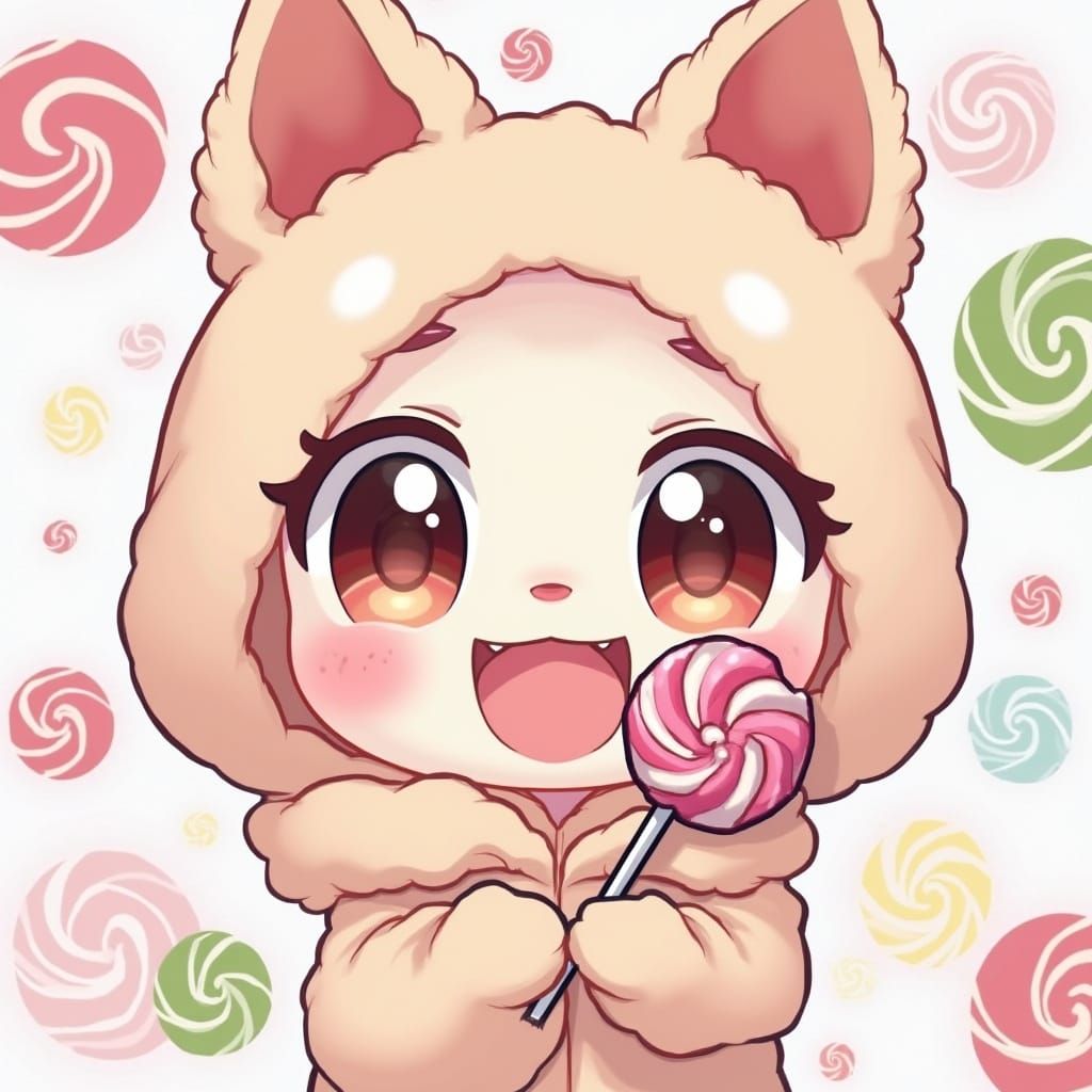 Cute Candy Creature in Anime Style