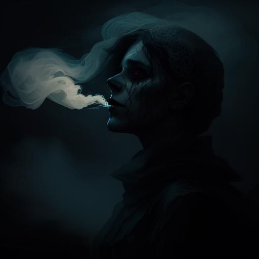 Ghostly Female Visage Formed from Cigar Smoke
