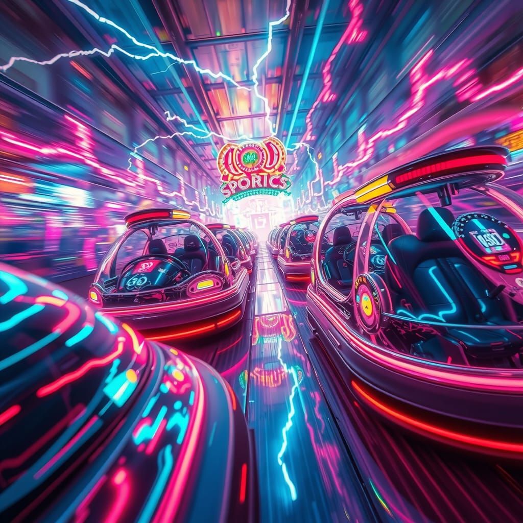 Glass Bumper Cars Collide in Futuristic Carnival