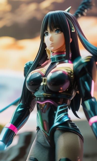 Anime Style Female Bodybuilder in Pink Bikini