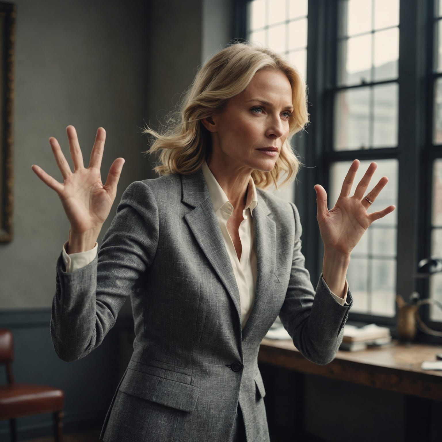 Elegant Model in Photo Studio: Detailed Matte Painting