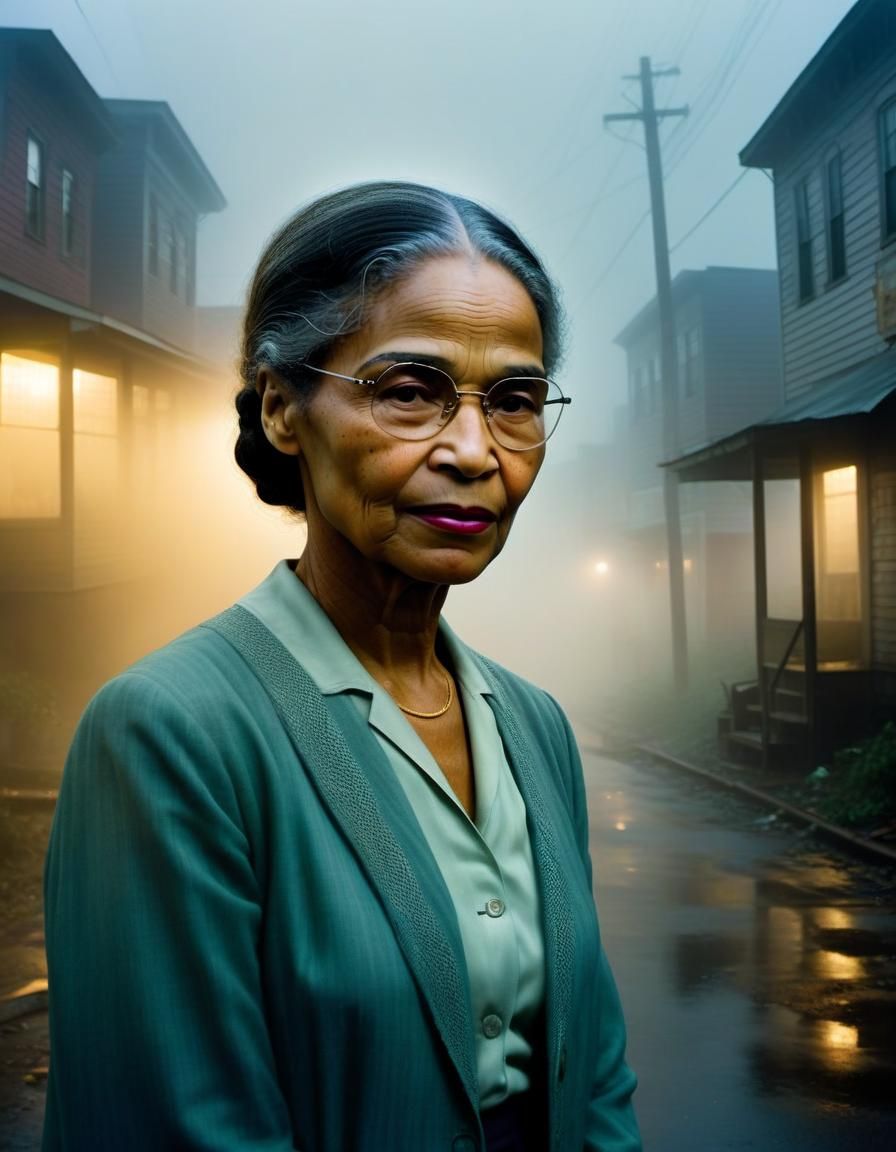 Rosa Parks Portrait in Ethereal Fog, Ultra-HD