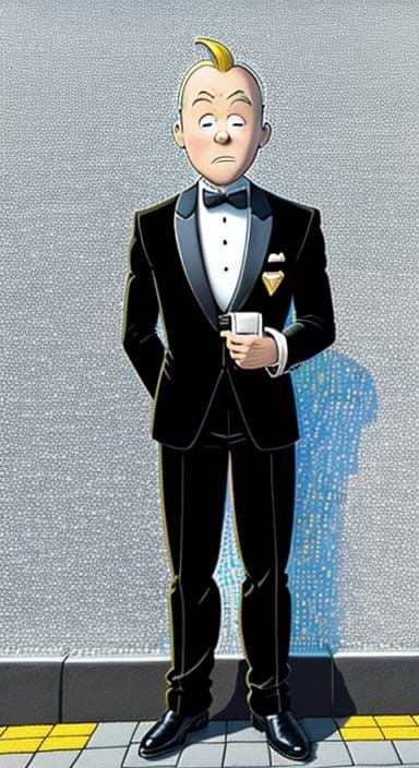 Tintin Style Portrait in Downtown Los Angeles