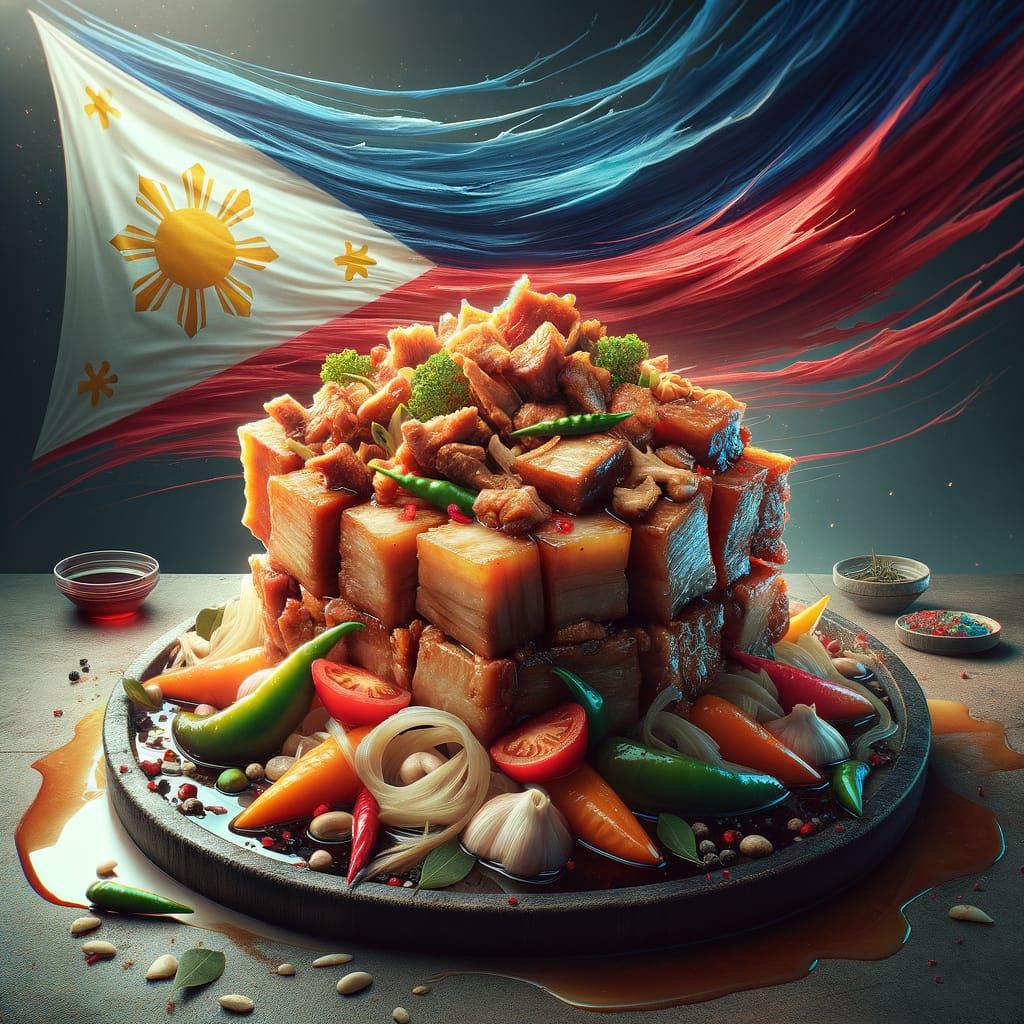 Tokwa't Baboy Dish with Philippine Flag Colors