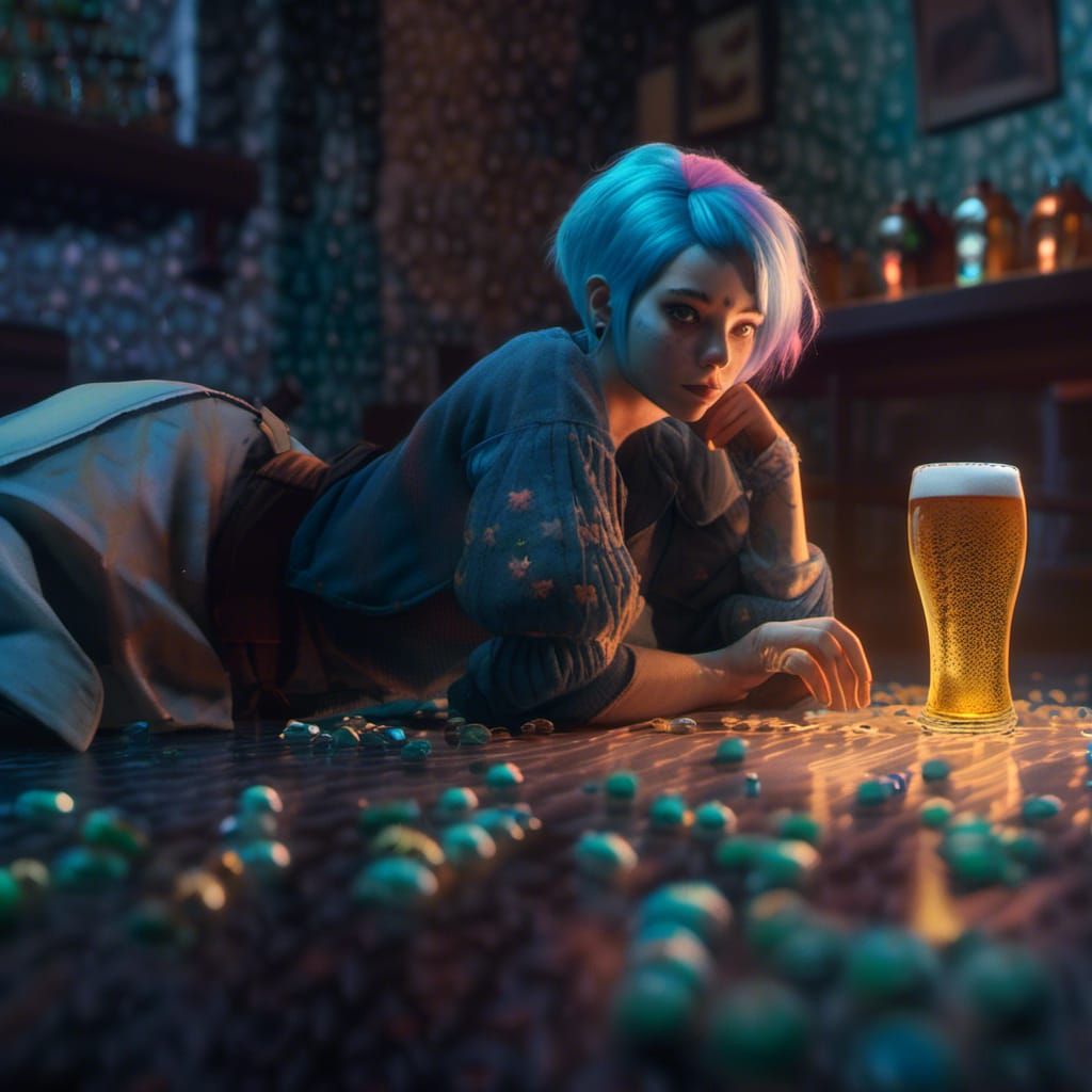 Mysterious Figure and Giant Beer Glass