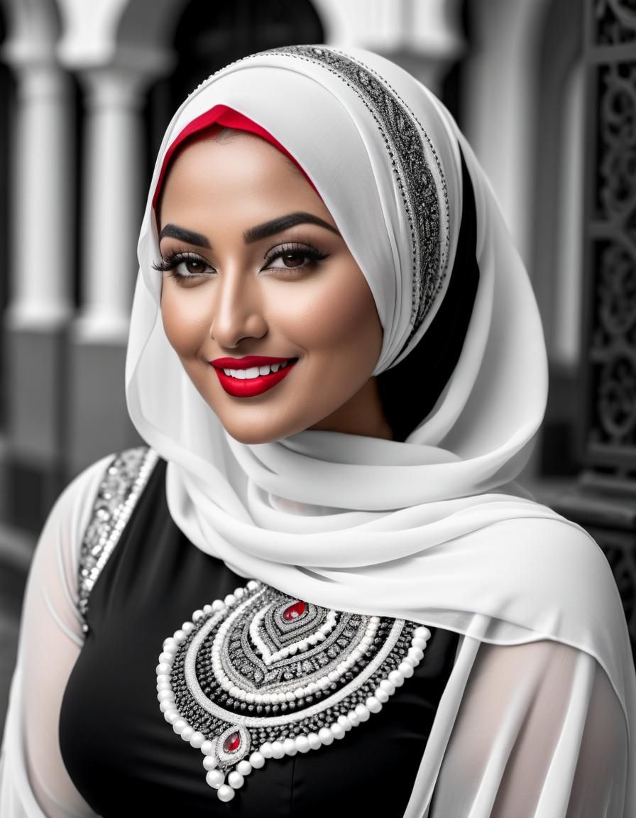 Psychedelic Black & White Portrait of a Confident Woman