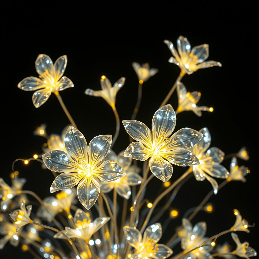 Luminous Light Filament Flowers in Futuristic Style
