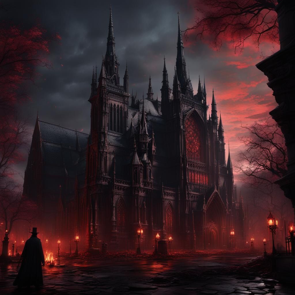 Bloodborne-Style Cathedral at Red Night
