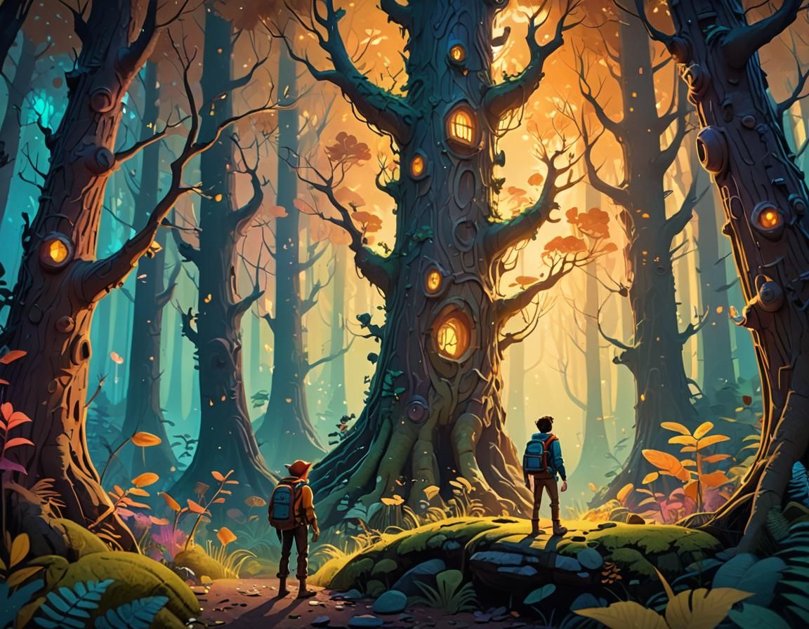 Enchanted Forest Adventurer in Dreamy 3D Style