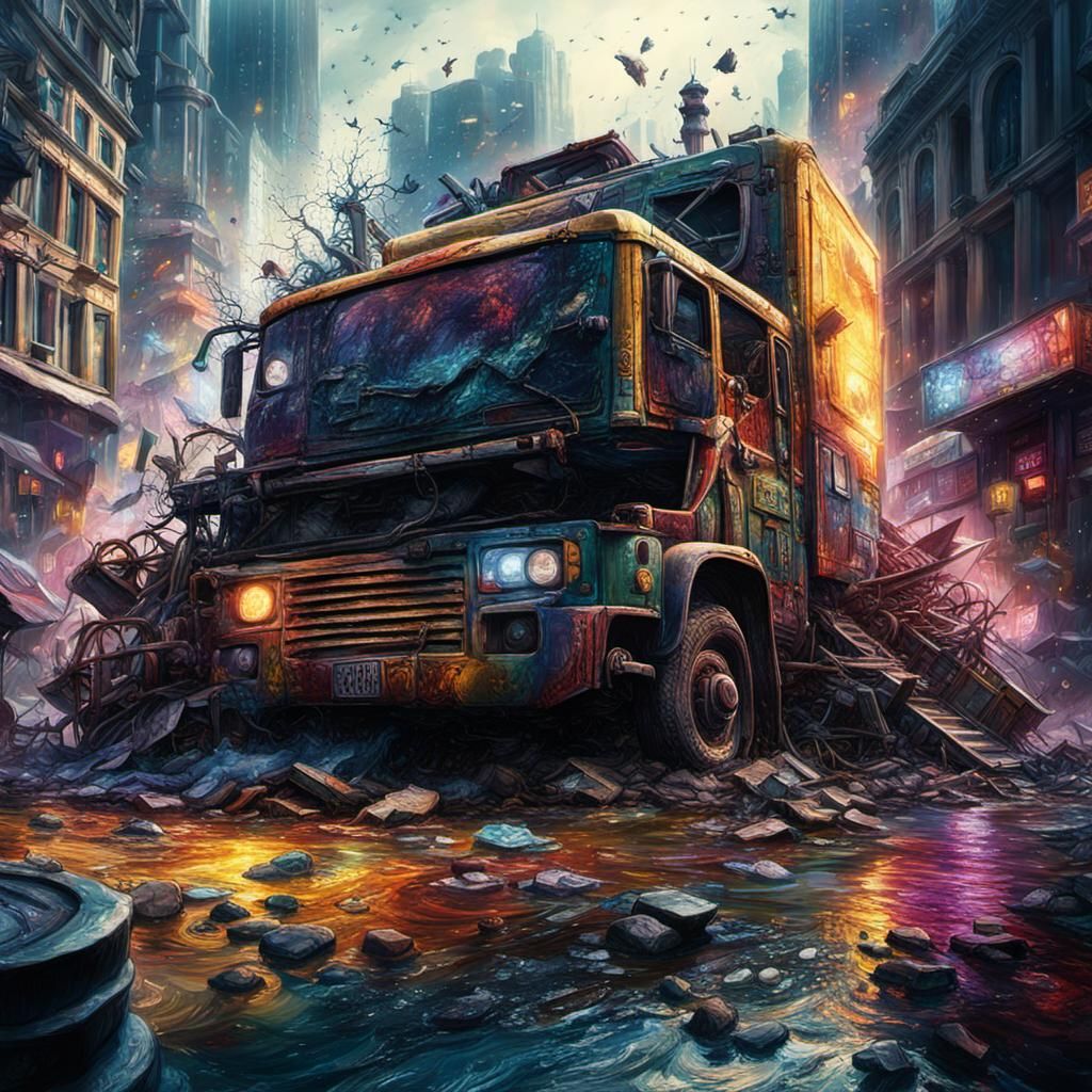 Crossroads of Chaos: Hyperrealistic Concept Art