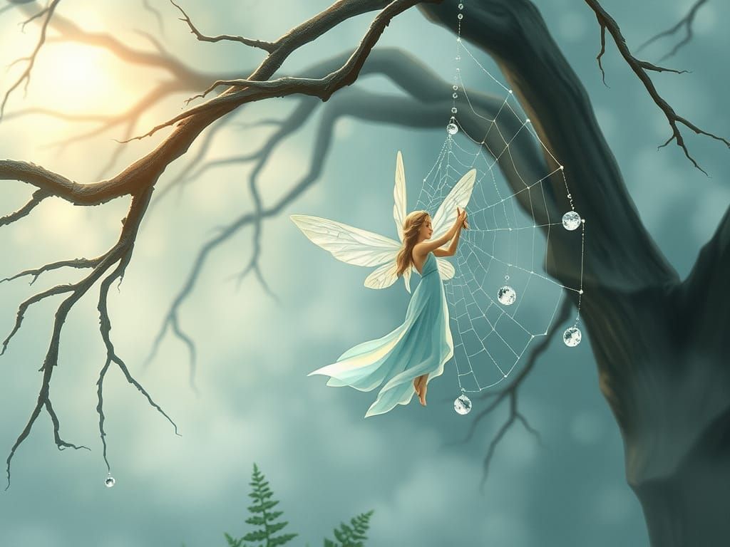 Ethereal Fairy in Spiderweb, Carne Griffiths Style