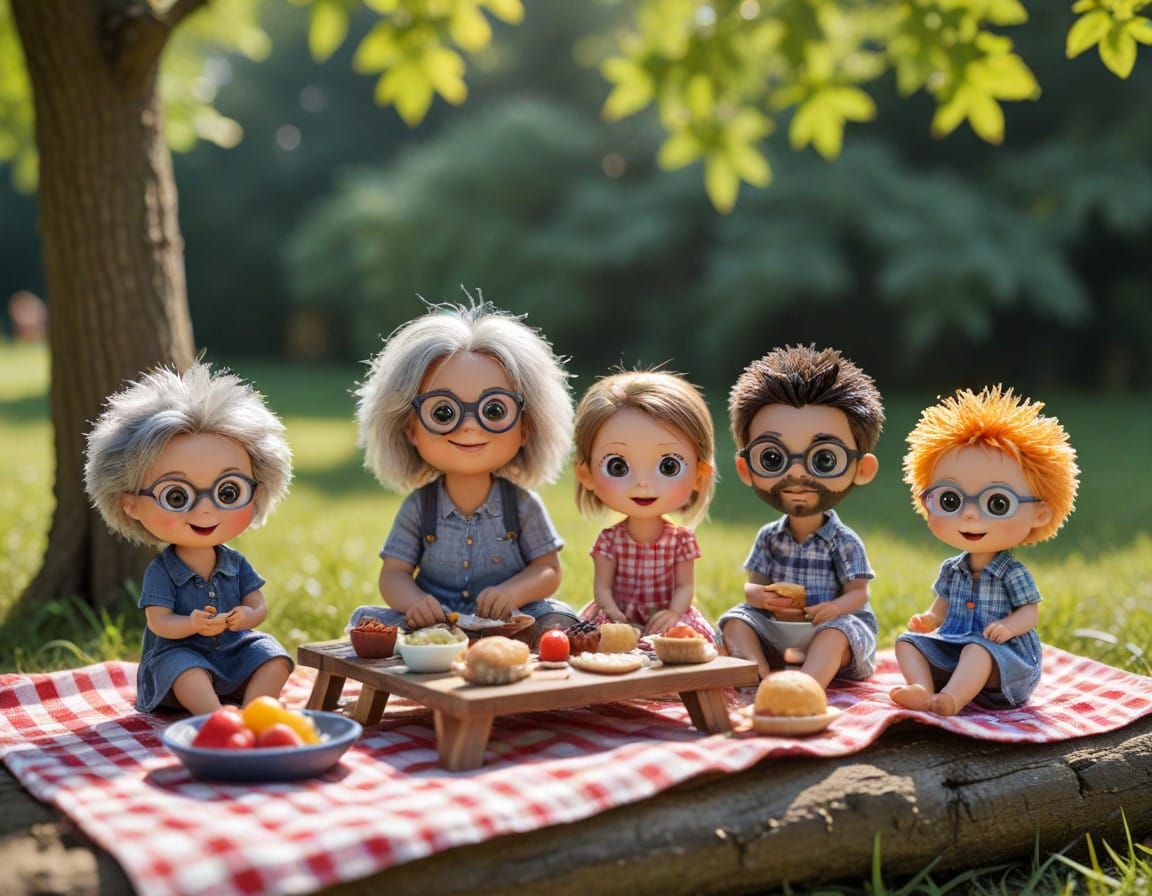 Spirioffom Pom-Pirttry Arty-Faces Family Picnic