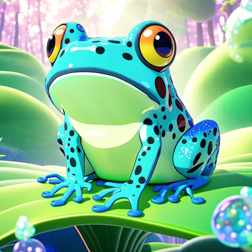 Kawaii Dart Frog in Vibrant Digital Art