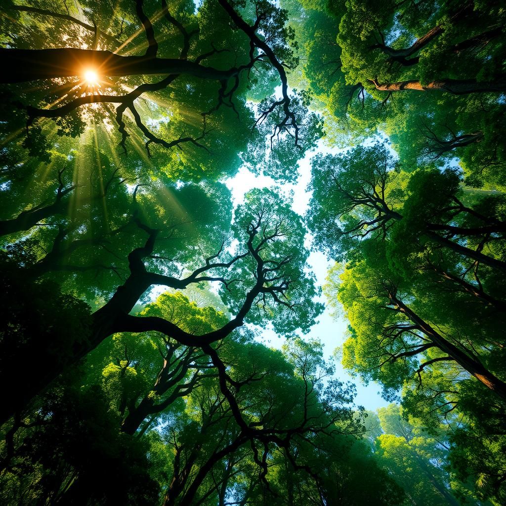 Rainforest Crown Shyness Canopy in Ethereal Style