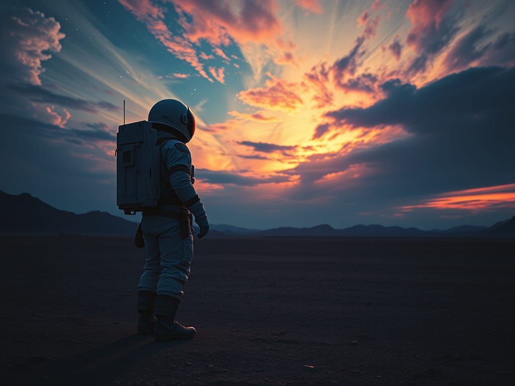 Astronaut on Alien Planet in Cinematic Style