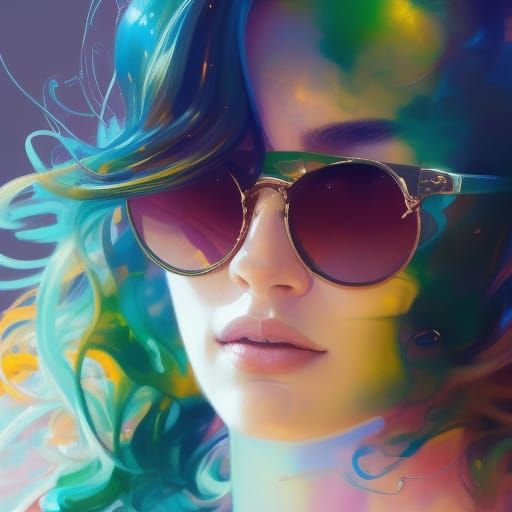 Woman in Yellow Sunglasses: Detailed Portrait
