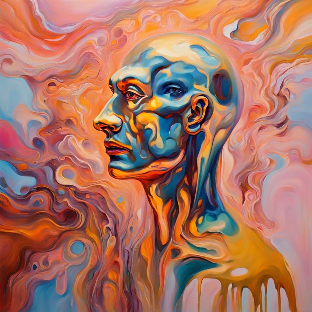 Melting Dreamlike Figure in Surrealist Style