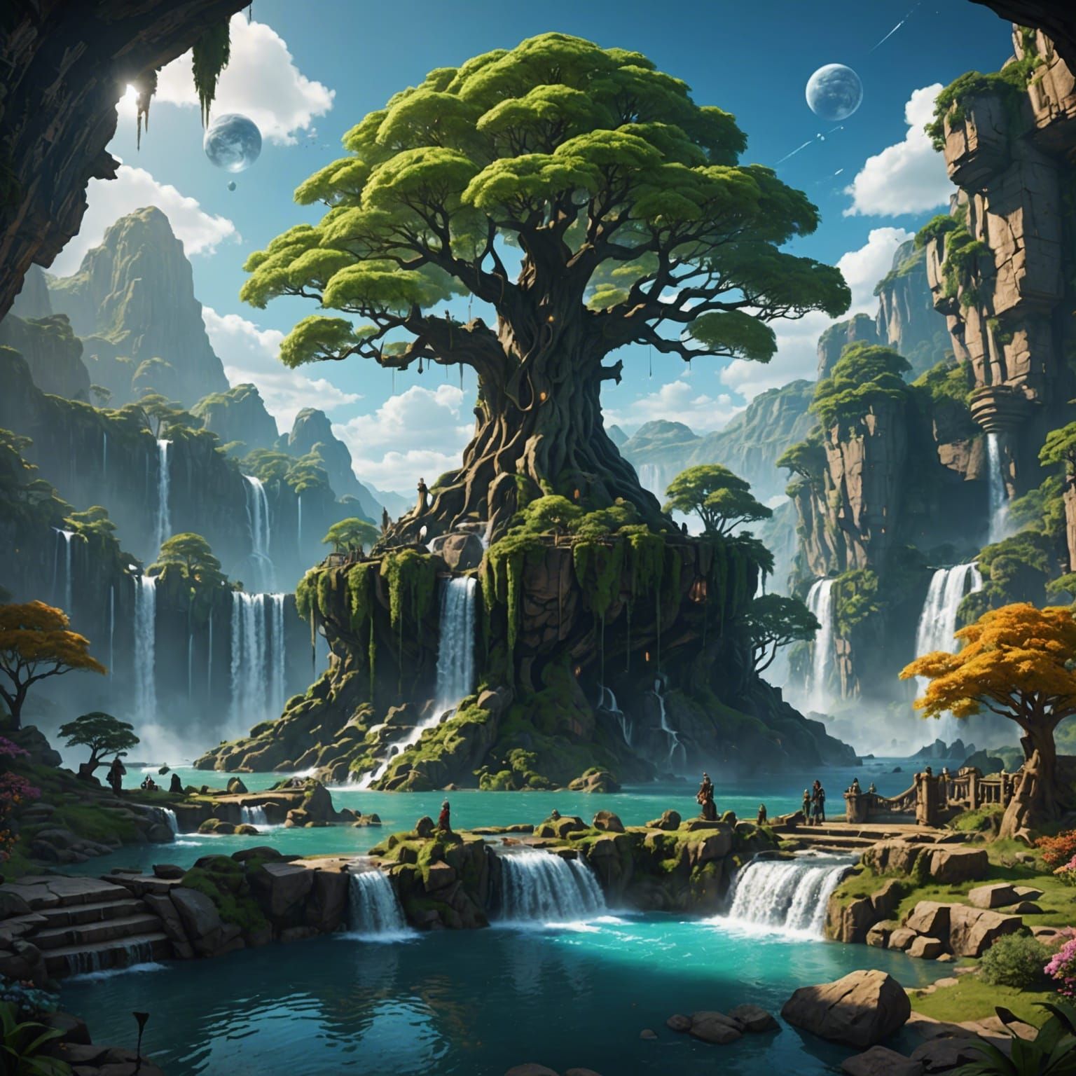 Sky Kingdom: Ancient Tree and Zodiac Signs