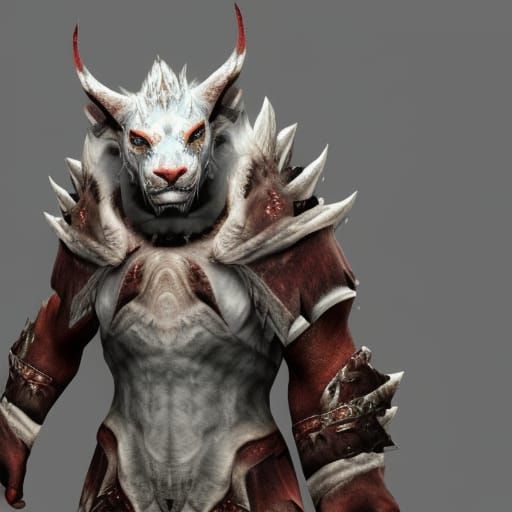 Charr Guardian Lion-Dragon Hybrid in 3D Game Style