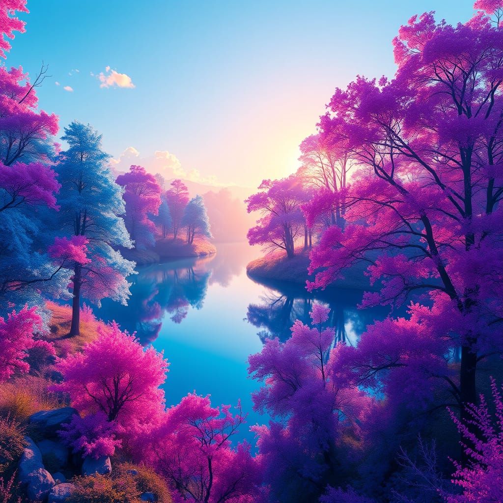 Colorful Trees Reflecting in Serene Lake
