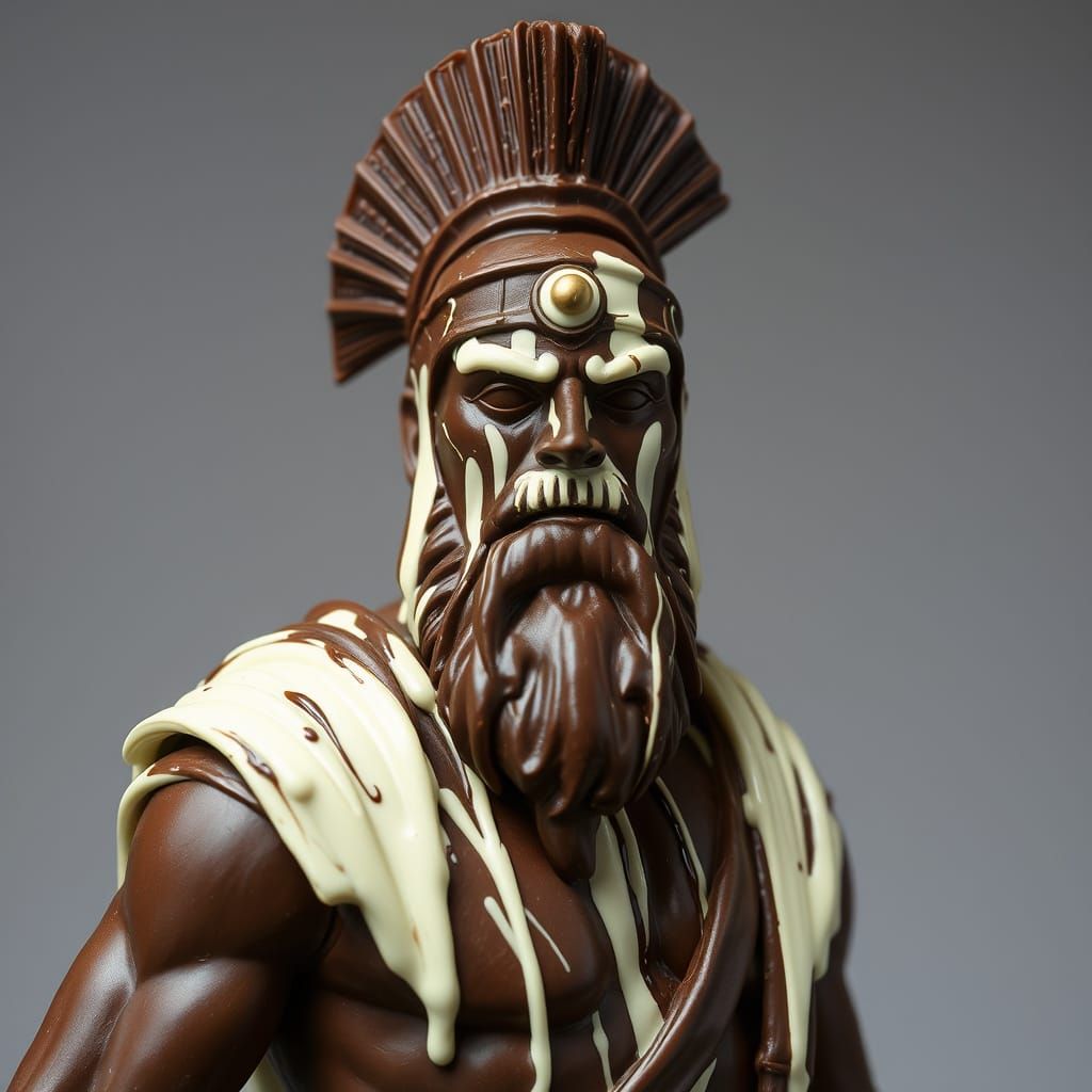 Chocolate Warrior Sculpture in Art Nouveau Style