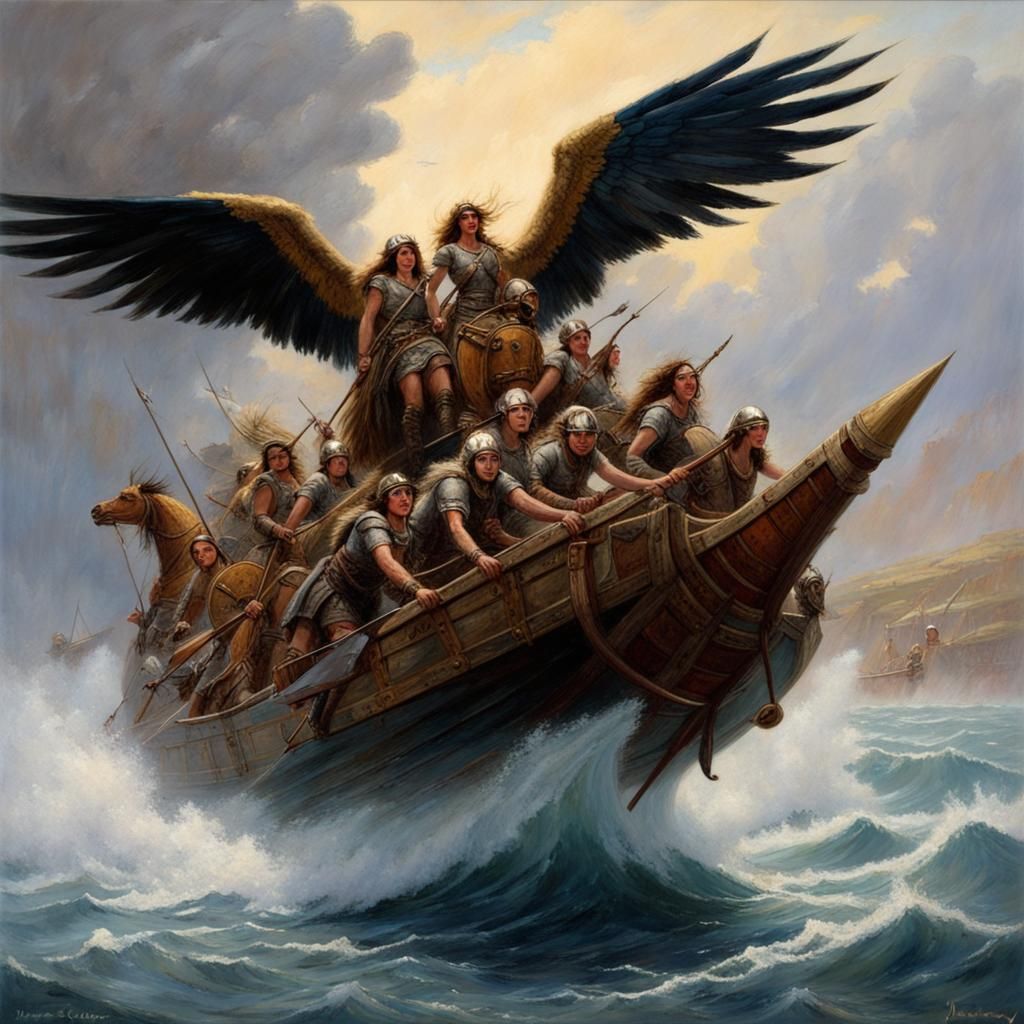 Ride of the Valkyries: Oil Painting