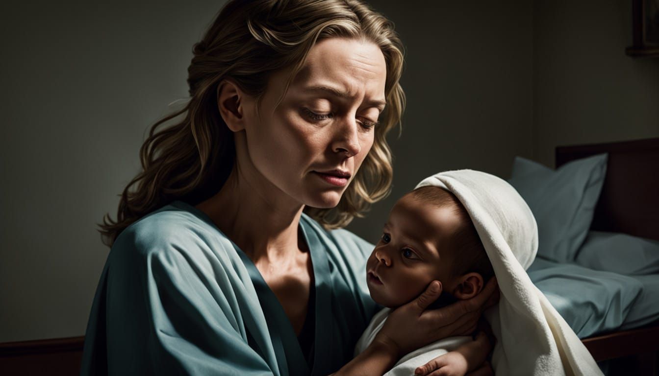 New Mother Adores Infant Son in Soothing Hospital Scene