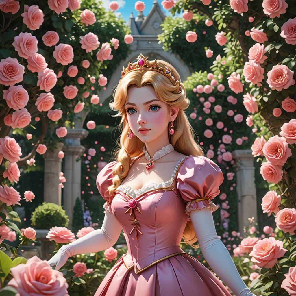 Princess Peach in Rose Garden: Anime Art