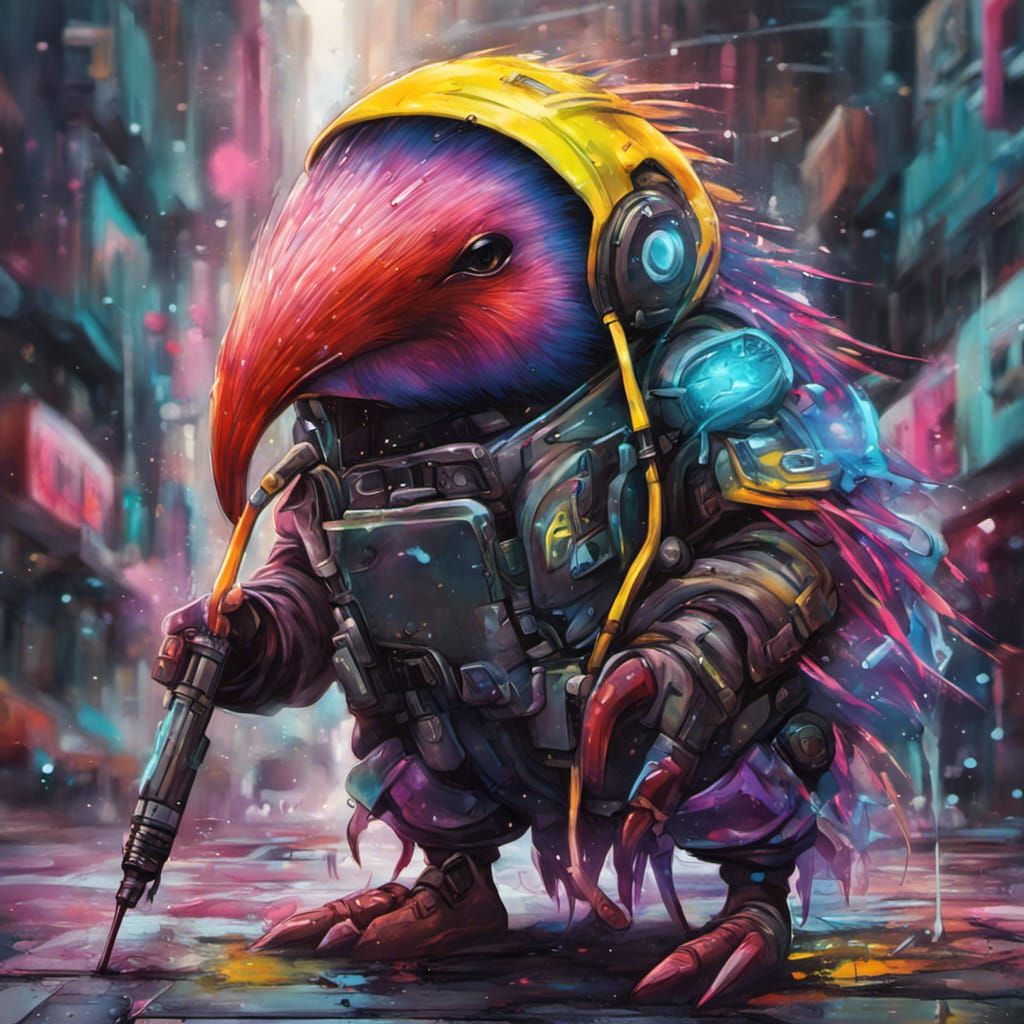 Cyberpunk Echidna Graffiti Art: Ultra Detailed CGSociety