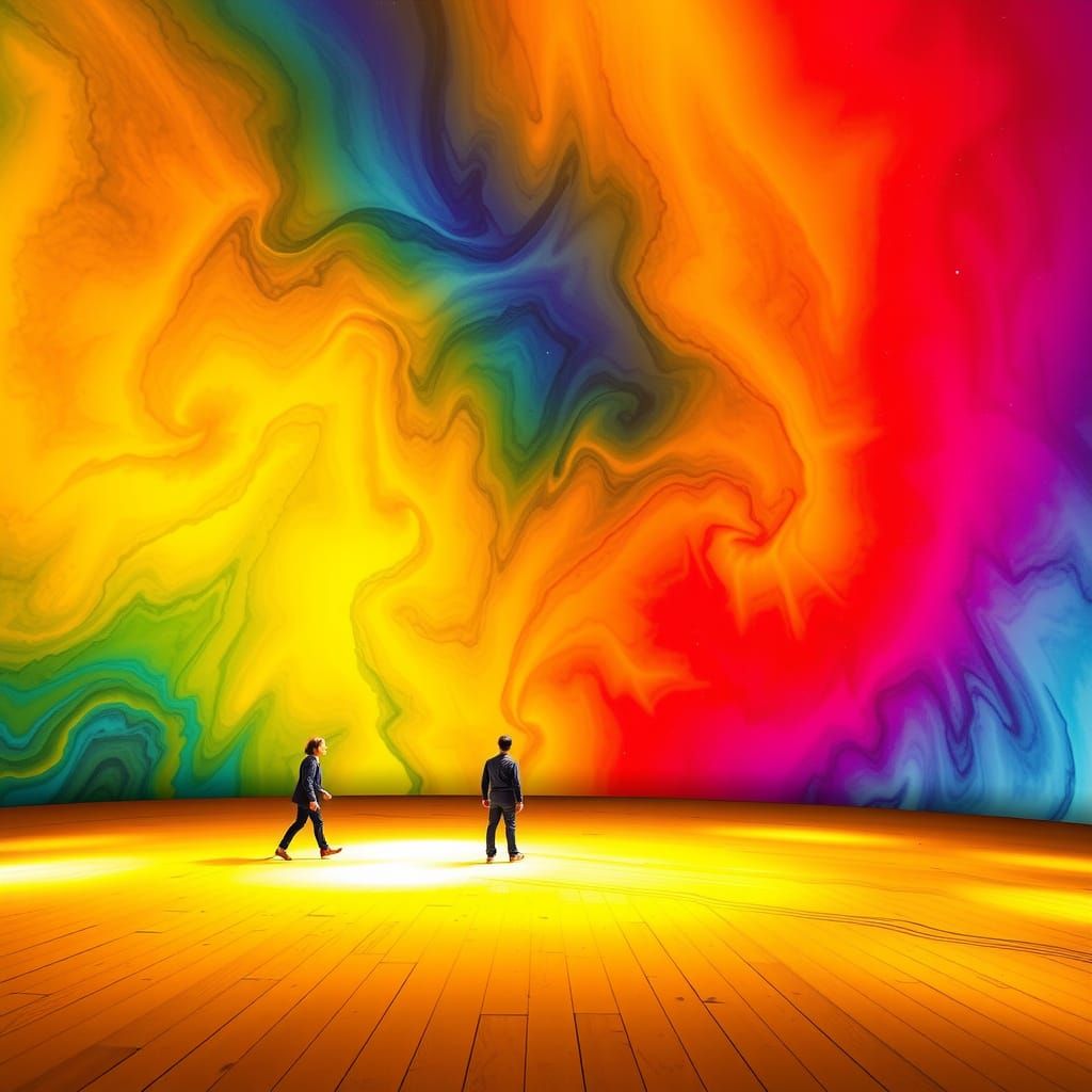 Ethereal Figure Enters a Space of Self-Revelation