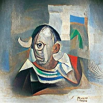Cubist School Portrait in Picasso Style
