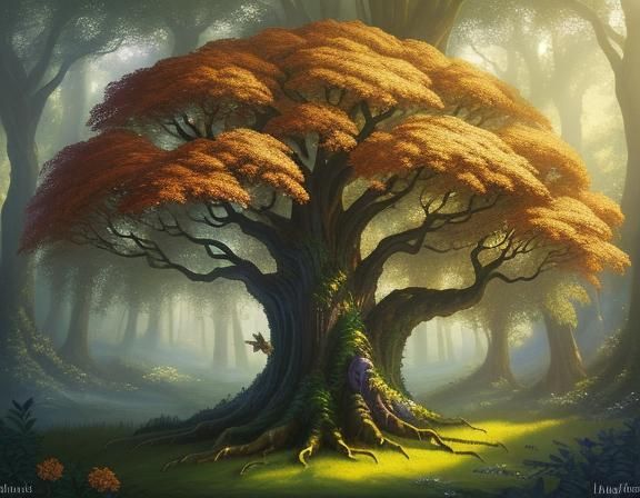 Harpuldiff in Mystical Tree: Fantasy Illustration