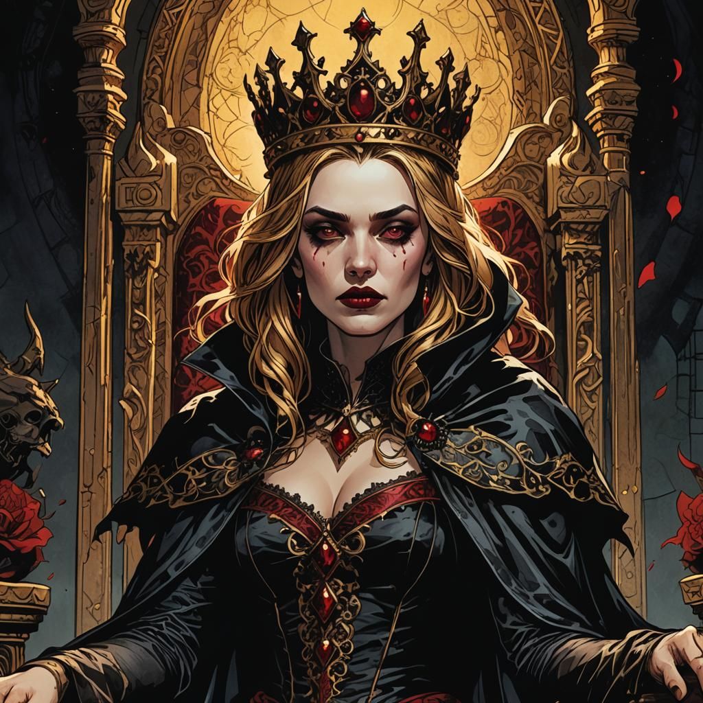 Vampire Queen Portrait in Comic Book Style