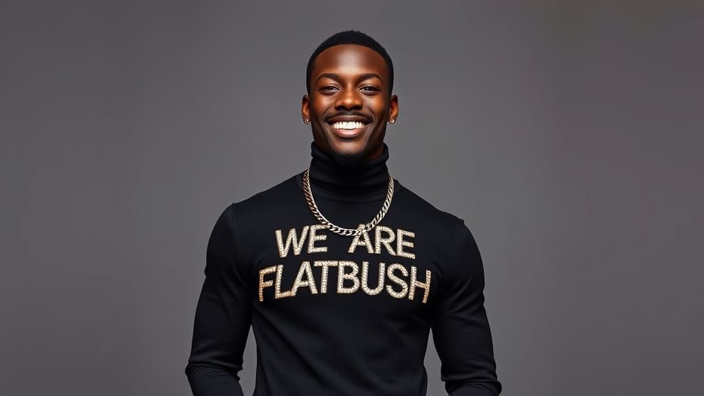Elegant Black Man with Chunky Name Chain in Bold Cursive